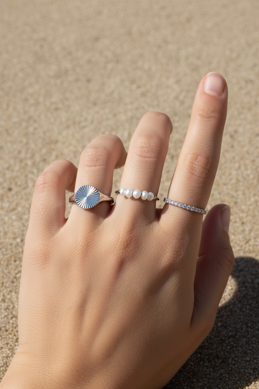 טבעת פרל - כסף